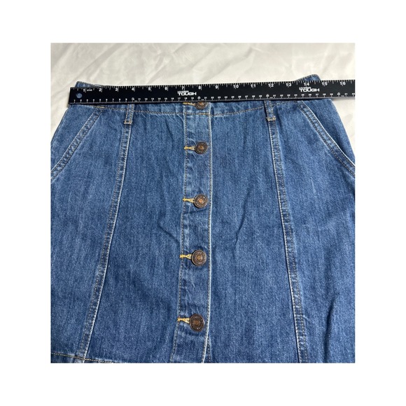 Forever 21‎ Women's Blue Denim Button Front A-Line Mini Skirt Size 27 - Picture 4 of 6